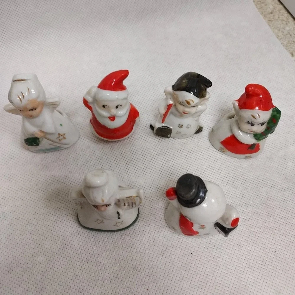 Commodore‎ Vintage 1950'S Japan Christmas Santa Placecard holders #3010 6 pieces